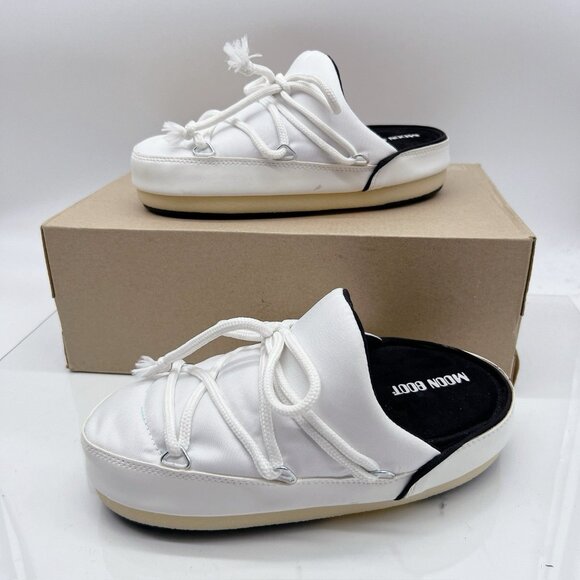 MOON BOOT Full Moon Icon Nylon Mule White EU 39/ 40 Womens US 8/ 8.5 - Picture 3 of 12